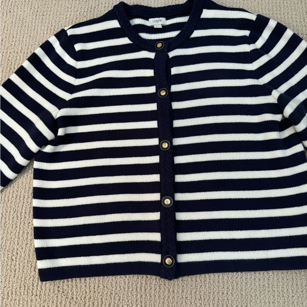 JCrew Factory Navy & White cotton sweater